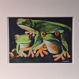 NWT - Three Tree Frogs 5x7 Photo 8x10 Mat By Jack E. Stiddard